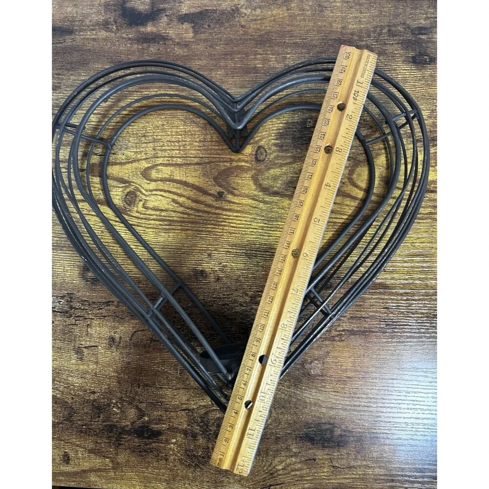 Vintage Black Metal Heart Wall Sconce Candle Holder - Rustic Romantic Home Decor